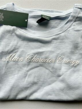 Wild Fable Light Blue "Main Character Energy" Short Sleeve Tee XXL NWT